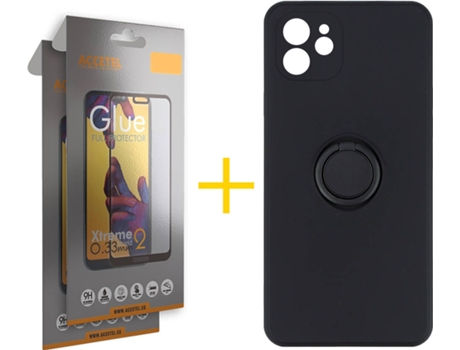 Carcasa + 2 Protectores de Pantalla para iPhone 12 Mini ACCETEL Negro