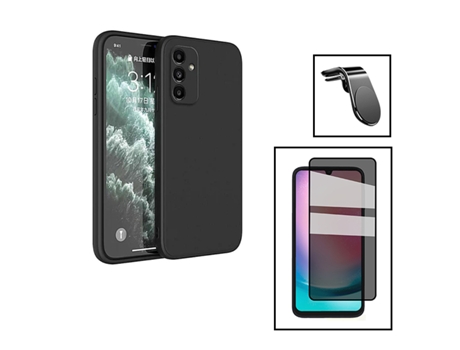 Kit De Película De Vidrio Anti-Spy 5D Cubierta De Silicona Líquida Soporte Magnético L Coche De Conducción Segura Para Samsung Galaxy A24 4G - Negr...