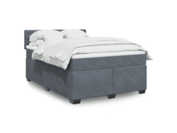 Cama Box Spring Con Colchón Terciopelo Gris Oscuro 140x200 Cm