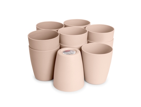 Set de 12 Vasos de Agua de 400 ml Reutilizables. Color Marrón PLASTIC FORTE