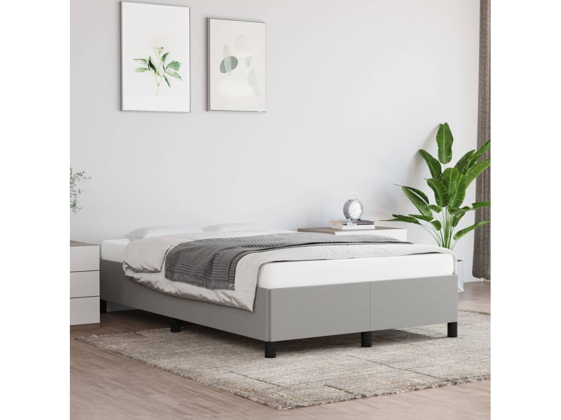 Estructura De Cama Sin Colchón Tela Gris Claro 120x200 Cm