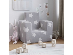Sofá Para Niños | Sofá Infantil Felpa Suave Gris Claro Con Estrellas Wsd154960