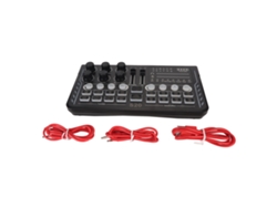 Placa De Som Bluetooth 5.0 Mixer Com Redução De Ruído Modos Ajustáveis Luz Colorida Para Estúdio Ao Vivo Preto