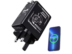 Cargador rápido Gokoco con dos puertos USB-C para carga portátil | Múltiples con cable retráctil