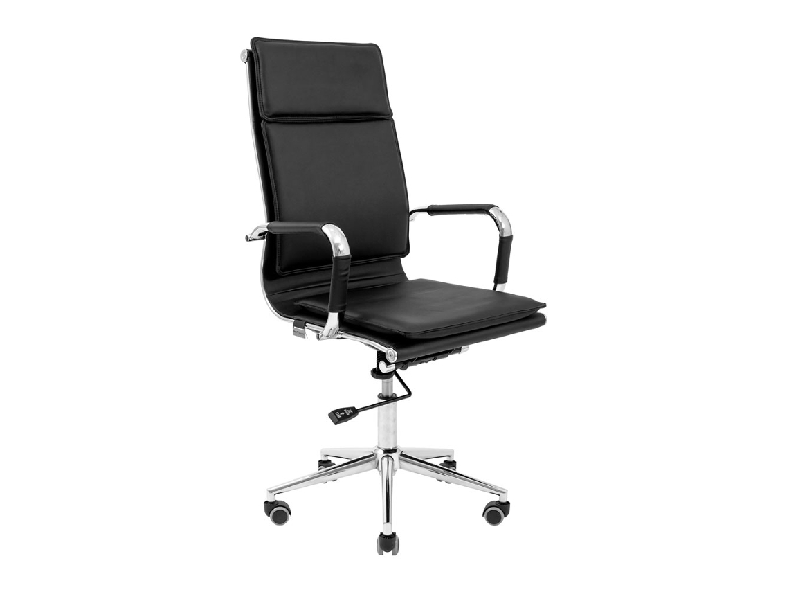 Silla de oficina reclinable Rondi Hawaii Chrome DT Deeptilt en PU negro