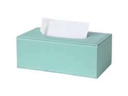 Caja Rectangular Para Papel Higiénico De Piel Sintética Verde Con Diseño De Mármol Texturizado.