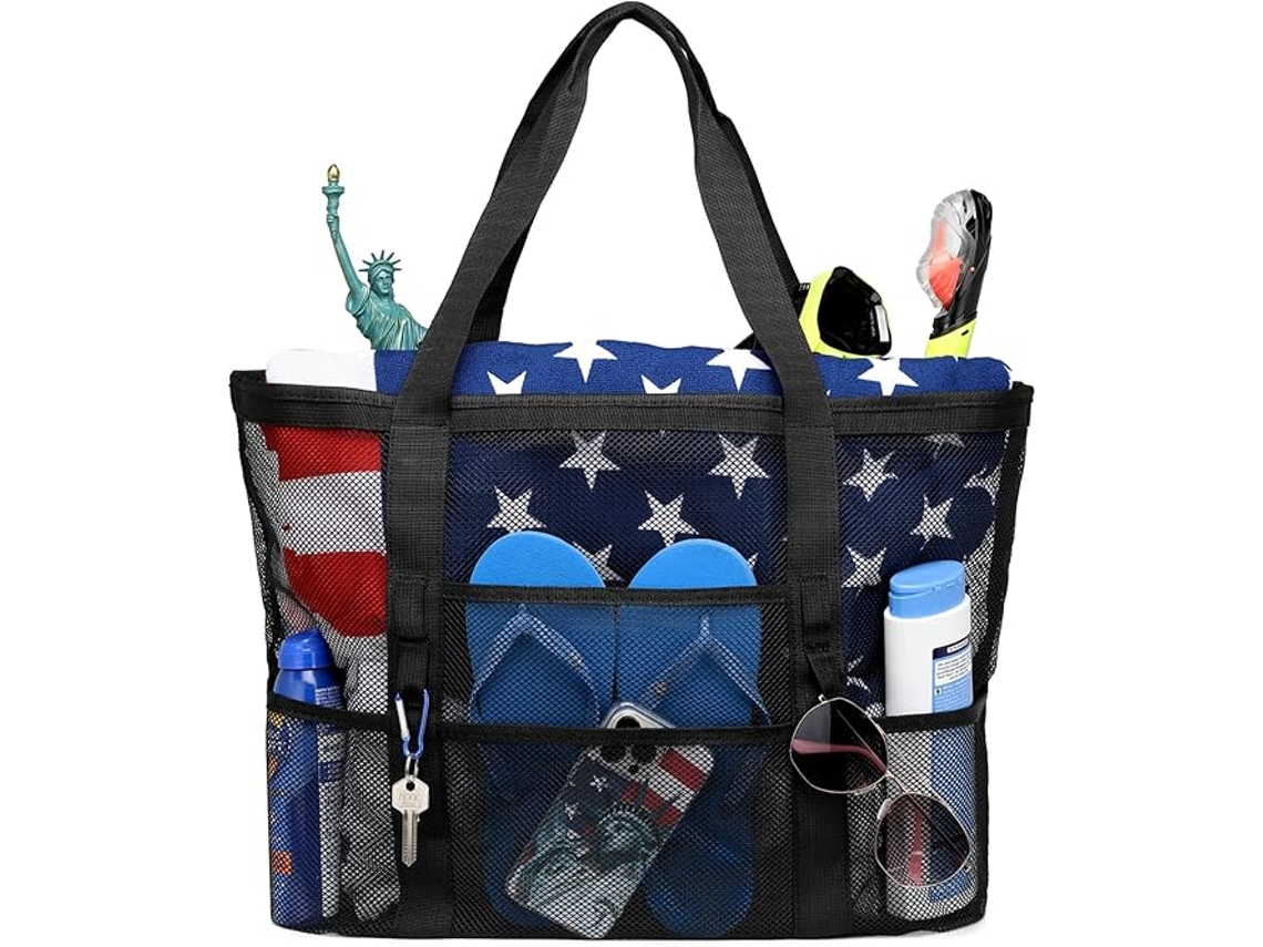 Bolsa de playa de malla Truyuety con múltiples bolsillos