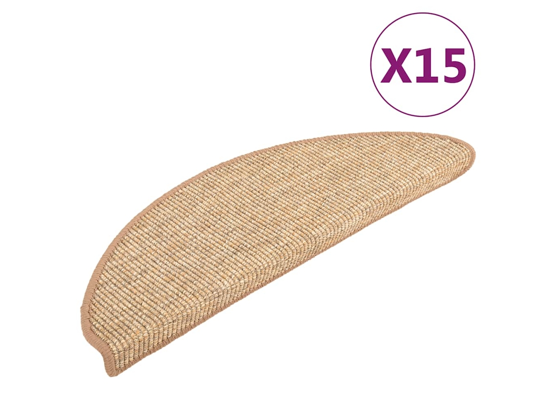 Maison Exclusive - Felpudos Para Escaleras (15 Unidades, 56 X 17 X 3 Cm, Marrón Claro, Semicirculares)