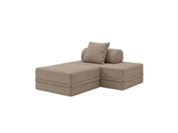 Sofá Modular 2 Lugares + Puff Convertible Veludo Regular Taupe