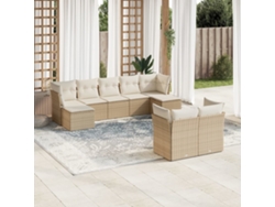 Conjunto de 9 sofás de jardín con cojines de mimbre beige de Dkd Home Decor
