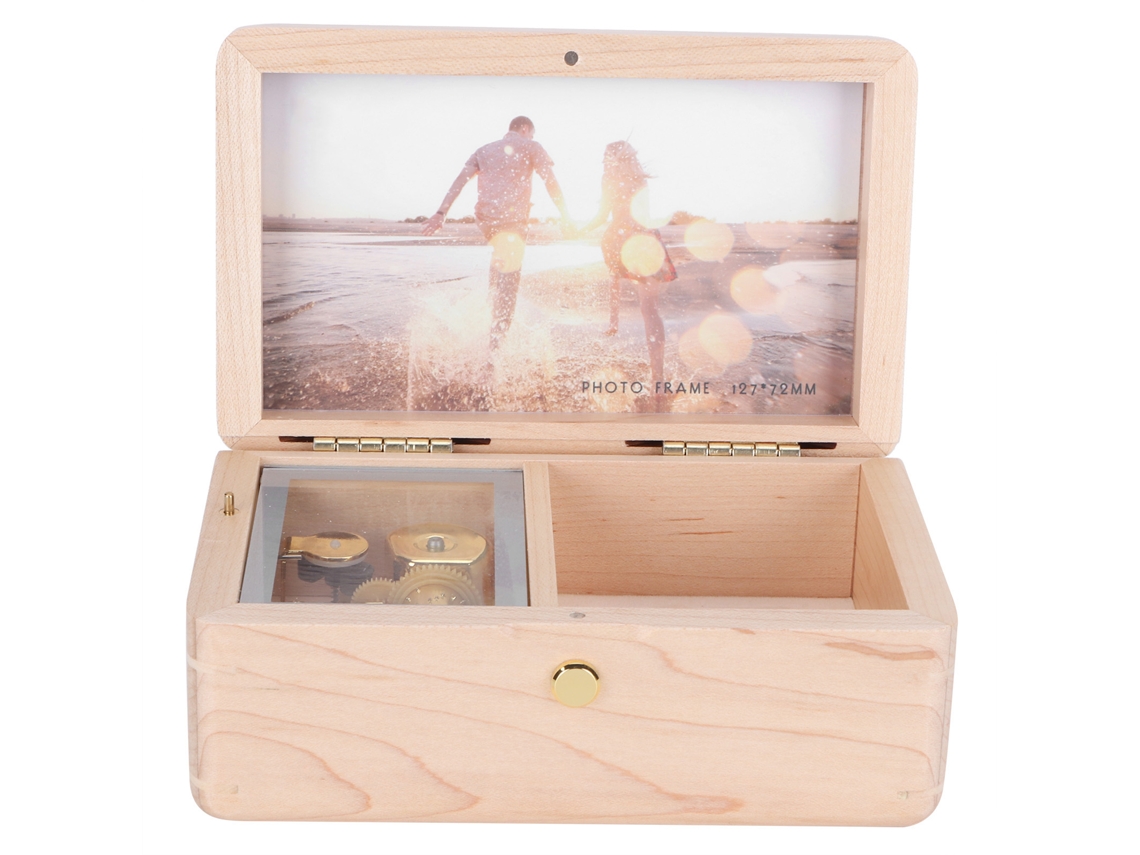 Caja de música de madera con marco de fotos - Regalo innovador