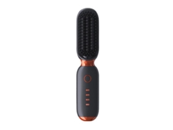 Peine alisador portátil recargable (negro y rojo) con iones negativos: peine de doble función para alisar y rizar el cabello.