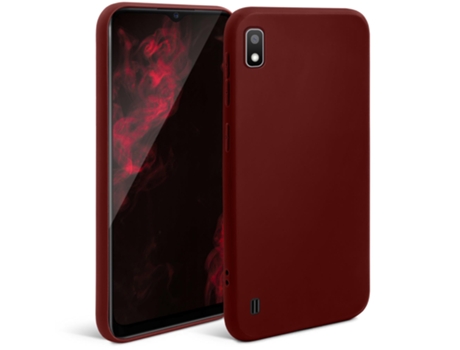 Funda de Silicona de la Serie Minimalista MOOZY para Samsung A10 Vino Tinto – Funda Delgada de TPU Suave con Acabado Mate