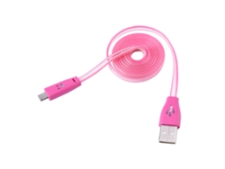Cable De Datos (luminoso Transparente, Sincronización De Datos Y Carga) Cable De Datos Con Carita Sonriente Luminoso Transparente (1m Sistema Android) Rojo Rosado