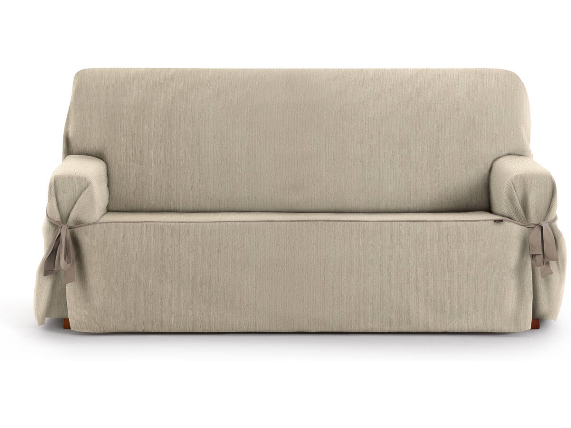 Funda de Sofá 2 Plazas EYSA Mid con Lazos (110 x 70 x 180 cm - Poliéster y Algodón - Beige)