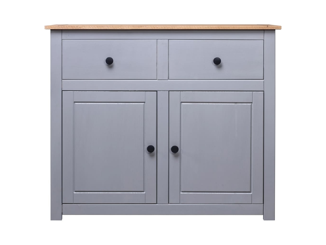 Aparador | Mueble De Comedor | Buffet De Madera Maciza Pino Estilo Panamá Gris 93x40x80 Cm Wsd439623