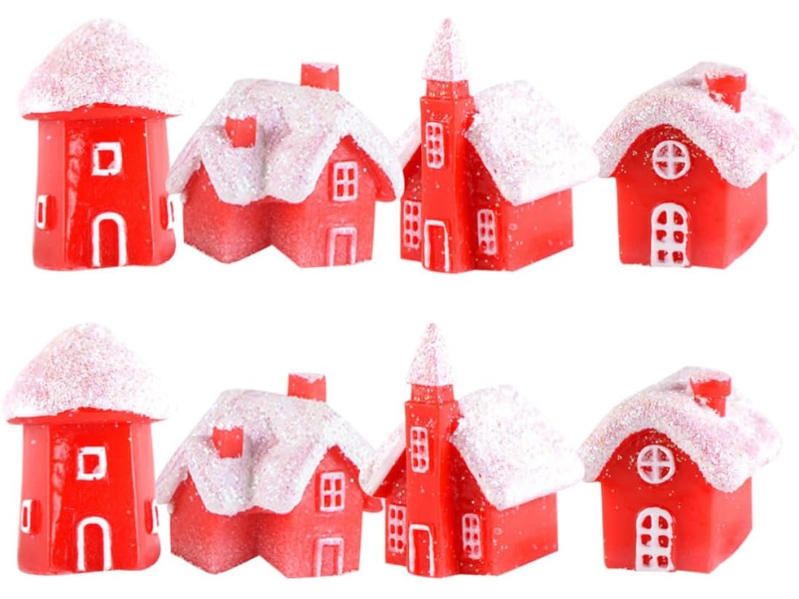 Adornos Decorativos Rojos Elegantes Hogar Fabricados Resina Sintética Juego 8 Piezas Garantizan Ambiente