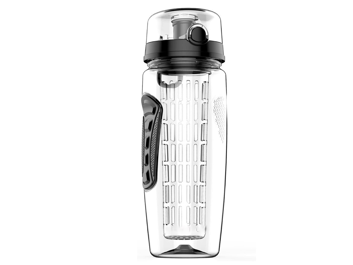 Botella de agua revitalizante con infusión, diseño ergonómico con material Tritan duradero y diseño a prueba de fugas, para una fácil hidratación en movimiento.