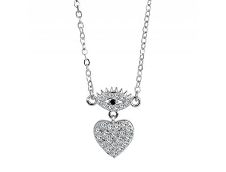 Collar Ojo en Plata de Ley 925 Nazar con Circonias Bañado en Rodio