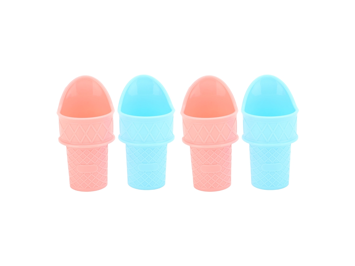4 Soportes Reutilizables De Pp Rosa Y Azul Para Conos De Helado, Ideales Para Yogur Helado.
