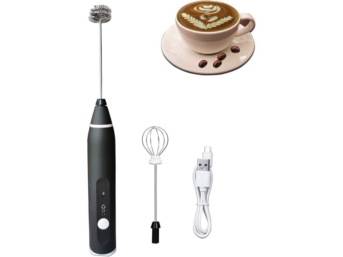 Espumador De Leche Usb Recargable Con 2 Varillas Batidoras De Acero Inoxidable, Multifuncional, 3 Velocidades.