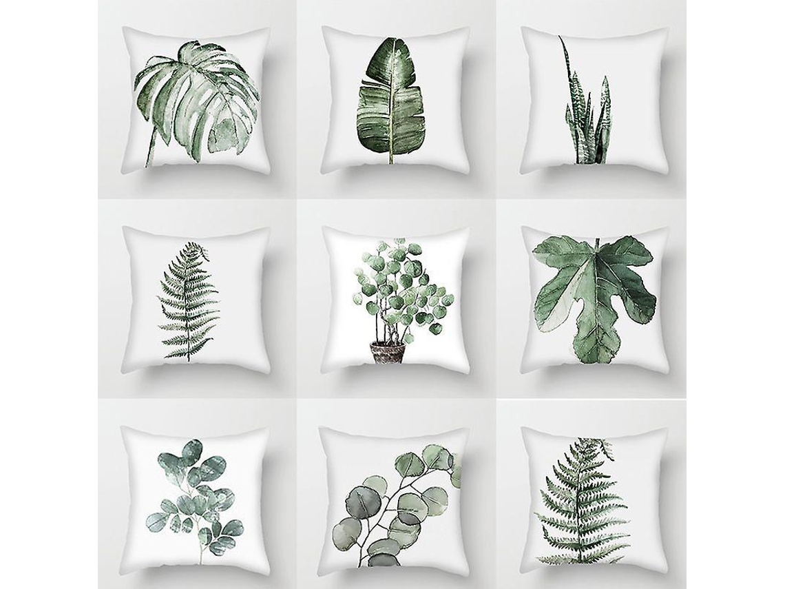 Rebe-set De 9 Fundas De Almohada Con Estampados De Plantas 45x45 Cm Para Sofá Sala Dormitorio Decoración Estilos Diferentes