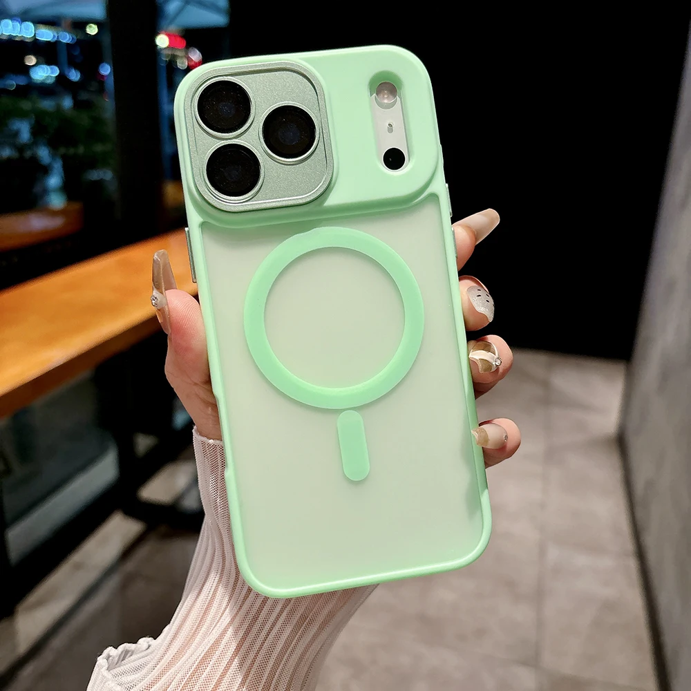 (verde, Iphone 16) Funda Para Teléfono Semitransparente Mate, Compatible Con Carga Inalámbrica Magnética, Carcasa Rígida A Prueba De Golpes.