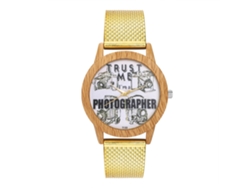 Reloj De Cuarzo Unisex Con Correa De Silicona, Dial Con Letras, Casual (oro)