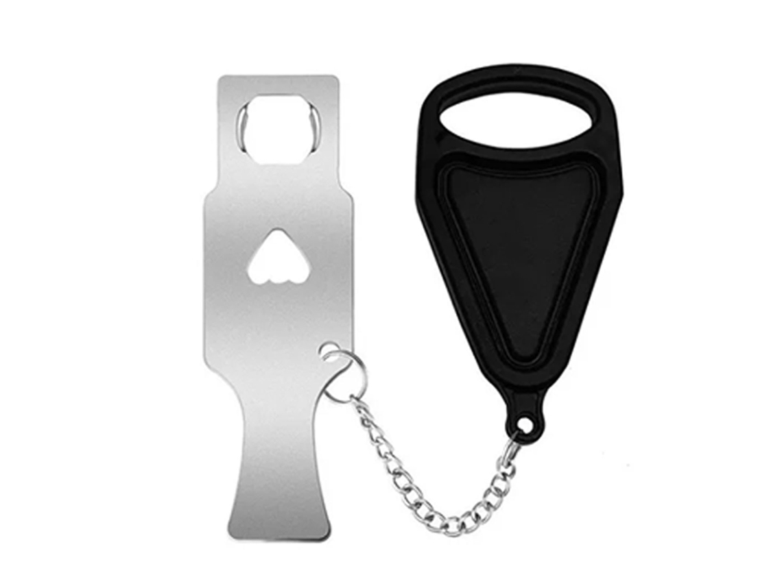 Cerradura Antirrobo Portátil Para Puertas, Ideal Para La Seguridad Del Hogar, Viajes, Hoteles Y Apartamentos - Negra