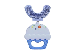 Cepillo de dientes infantil en forma de U con cabezal de silicona suave de alta calidad, limpieza bucal 360°, ideal para niños de 2 a 6 años, color azul. GOKOCO