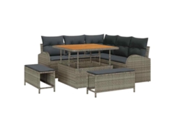 Maison Exclusive - Juego de sofá de jardín de 8 piezas con cojines, color gris