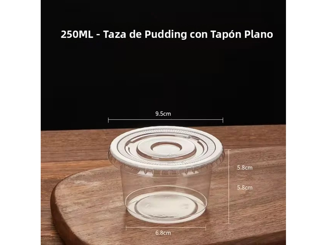 Paquete de 50/100 unidades, vasos desechables de plástico transparente MDUG para ensalada, 250 ml (tapa plana)