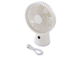 Ventilador de escritorio para portátil recargable por USB, 5 velocidades, blanco
