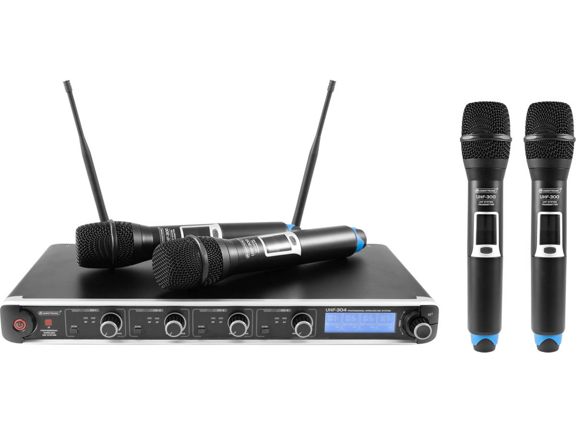 Sistema de Micrófono Inalámbrico de 4 Canales OMNITRONIC UHF-304 823-832/863-865MHz