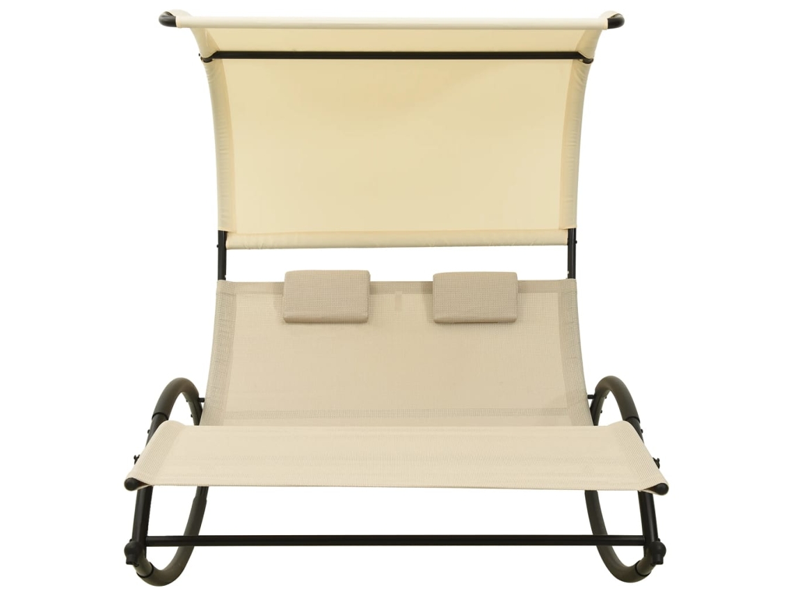 Maison Exclusive - Tumbona doble con toldo de textileno, color crema.