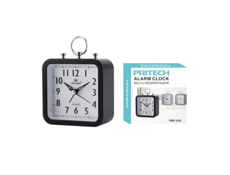 Reloj de pared/sobremesa cuadrado PRITECH Pbp-535 negro