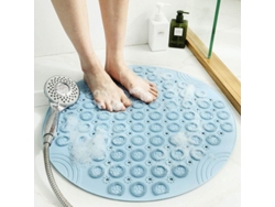 Alfombrilla De Baño Redonda De Pvc Con Función De Masaje Antideslizante, Lavable A Máquina, 55x55 Cm, Azul.