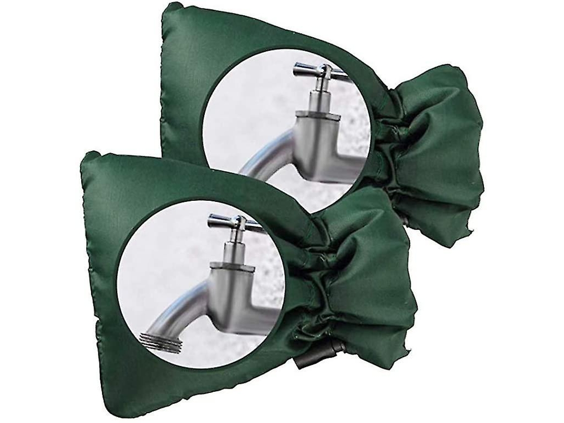 2 Fundas Para Grifo Exterior Anticongelación, Gruesas Y Cómodas, Protectoras Contra Heladas, Verdes