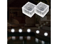 Rebe-2 Pack Luces Solares Ladrillos Pvc Luz Blanca Fría Con Sensor De Luz, Luces Exteriores Jardín Decoración 7x7x5cm