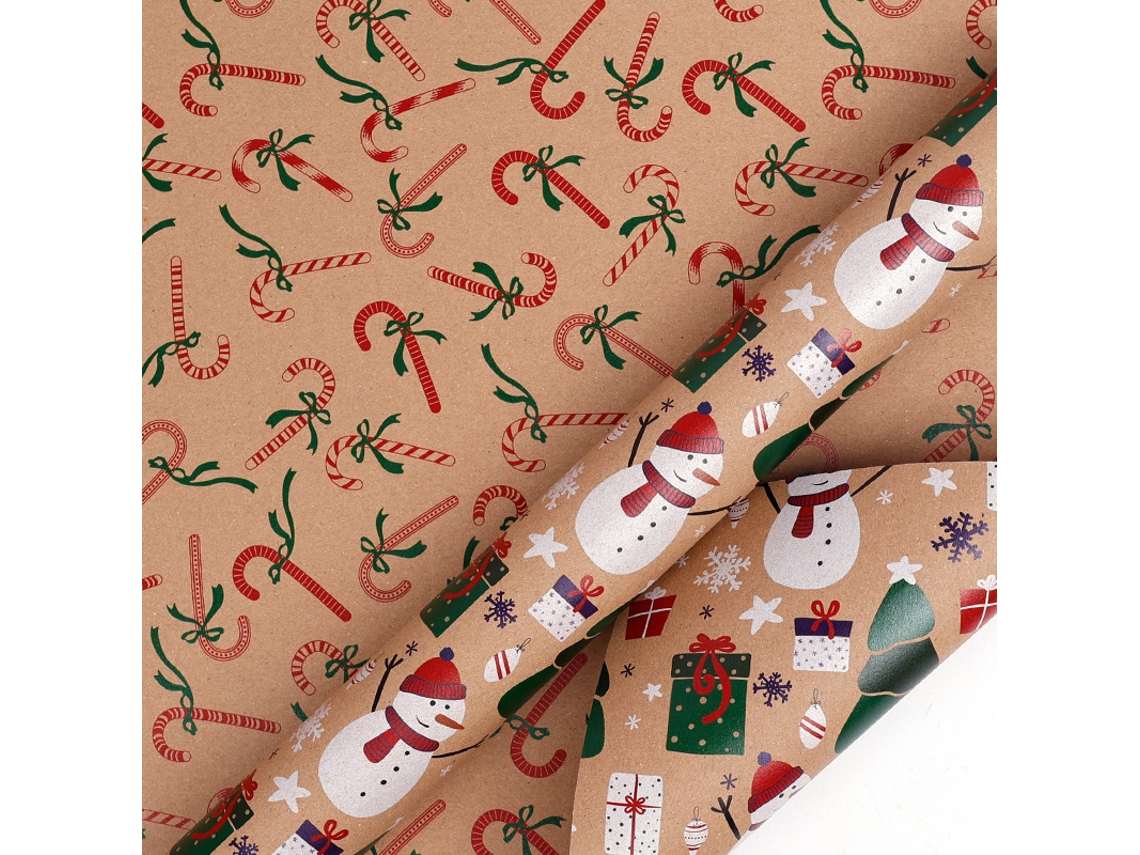 Papel de regalo navideño reversible Eifson, 43 cm x 10 m (04)