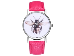Reloj Analógico De Cuarzo Con Correa De Cuero Pu Hombre Deportivo (rojo Rosa)
