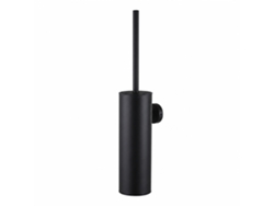 Escova Sanitária POLSKI em Aço Inoxidável Preta 45 Cm com Suporte de Parede e Tampa em Silicone para Casa de Banho