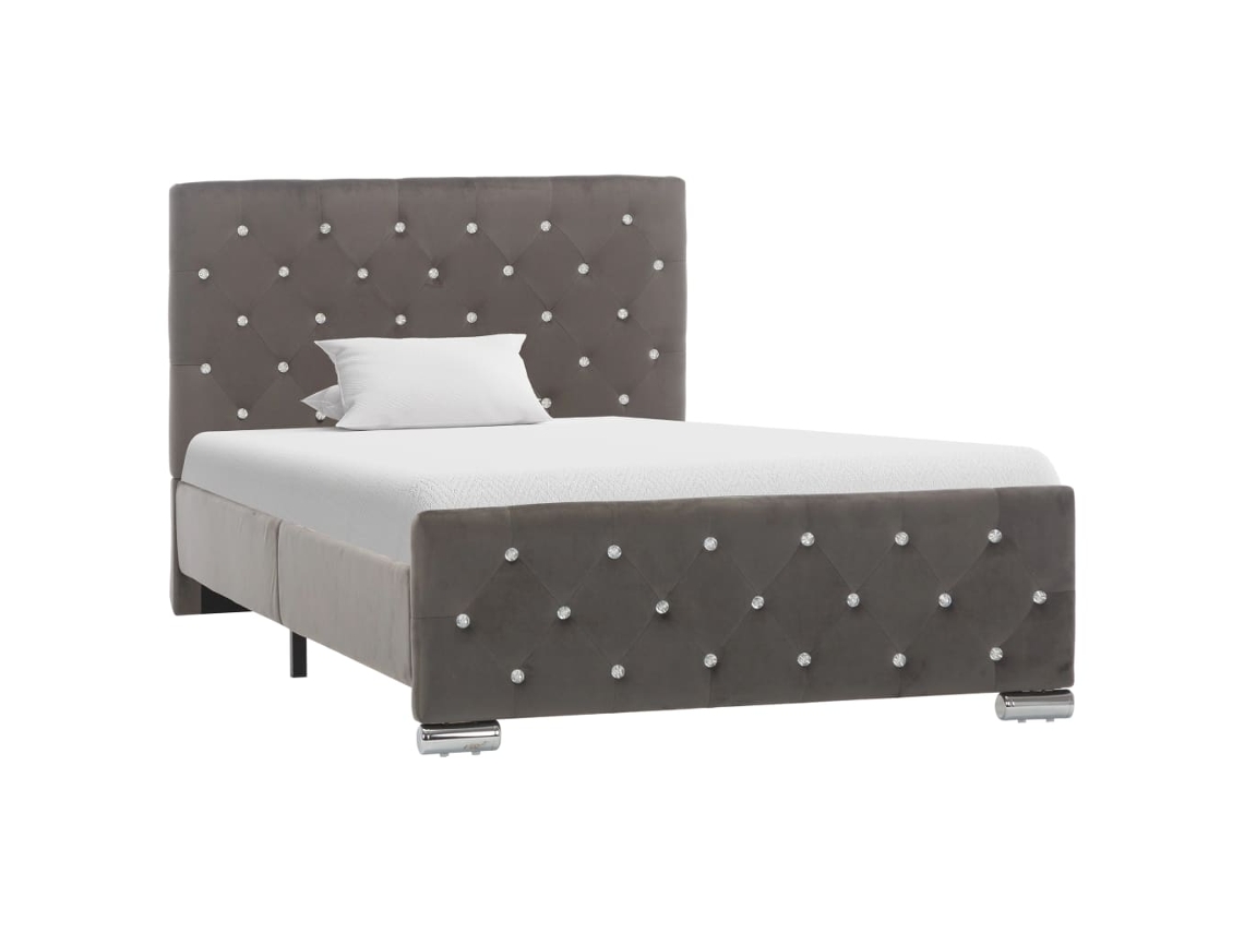 Estructura De Cama Sin Colchón Terciopelo Gris 100x200 Cm