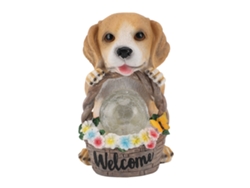 2026-estatua De Perro Puppy Con Canasta De Flores Luces Led Solar Para Decoración De Jardín Exterior Navidad Regalo Luz Cálida