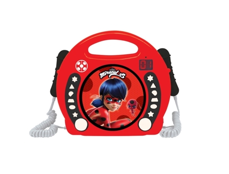 Instrumento Musical LEXIBOOK Miraculous Ladybug Reproductor de Cd con 2 Micrófonos Integrados (Edad Mínima Recomendada: 3 años)