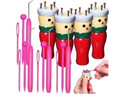 Kit De Tejido De Muñecas De Madera De 4 Piezas Con Accesorios De Punto Multicolores Para Niños