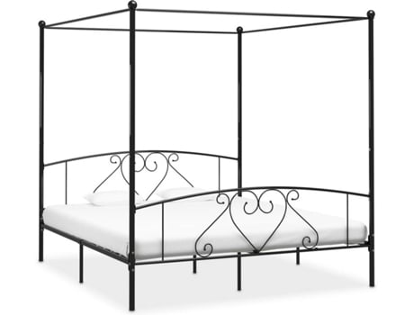 vidaXL Estructura de cama con dosel 200x200 cm metal negro