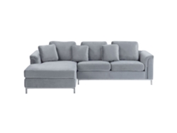 Sofá de esquina derecha BELIANI Oslo de Terciopelo Gris 270x151x64