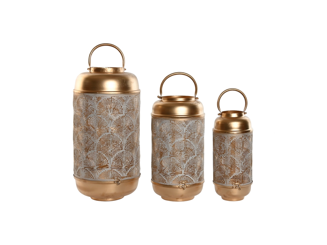 Set 3 Portavela Metal 39cm/33cm Dorado 25x25x49cm