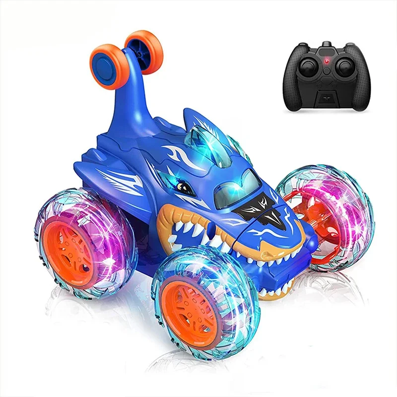 Coche Acrobático Teledirigido (azul) Con Giro De 360°, Luces Y Rotación.